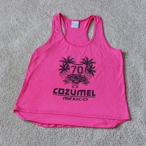 Cozumel Mexico 70 Beach Resort Pink Tank Top Sz M